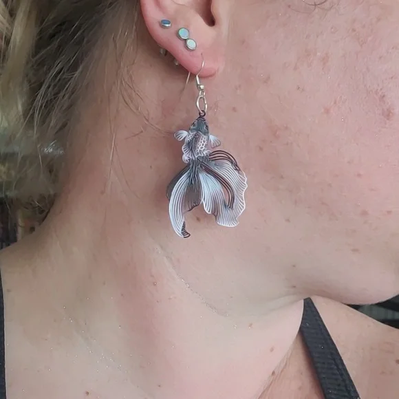 Hand Crafted Koi Fish Earrings - Picture 8 of 8